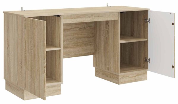 Asztal polcokkal Sonoma Tölgy 142,5 x 50 x 75 cm Szerelt Fa