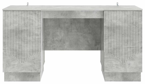 Asztal polcokkal Betonszürke 142,5 x 50 x 75 cm Szerelt Fa
