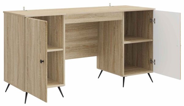 Asztal polcokkal Sonoma Tölgy 142,5 x 50 x 75 cm Szerelt Fa