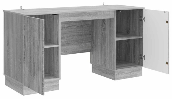 Asztal polcokkal Szürke Sonoma 142,5 x 50 x 75 cm Szerelt Fa