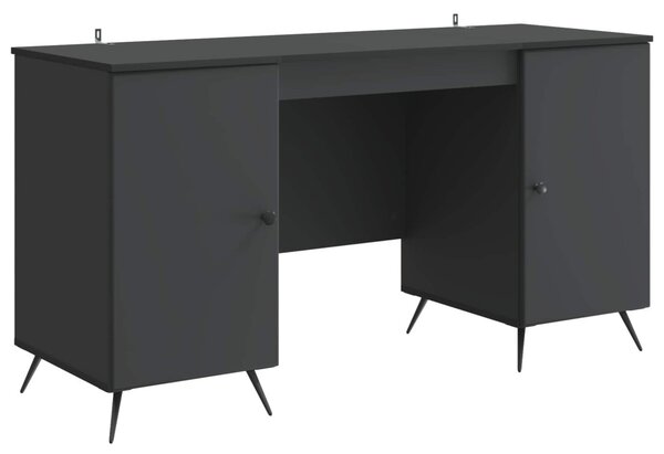 Asztal polcokkal tárolóval Fekete 142,5 x 50 x 75 cm Szerelt Fa