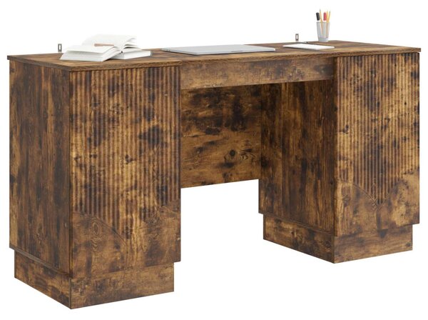 Asztal polcokkal Füstös Tölgy 142,5 x 50 x 75 cm Szerelt Fa