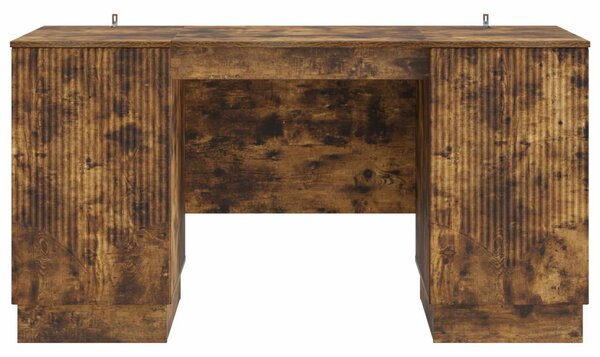 Asztal polcokkal Füstös Tölgy 142,5 x 50 x 75 cm Szerelt Fa