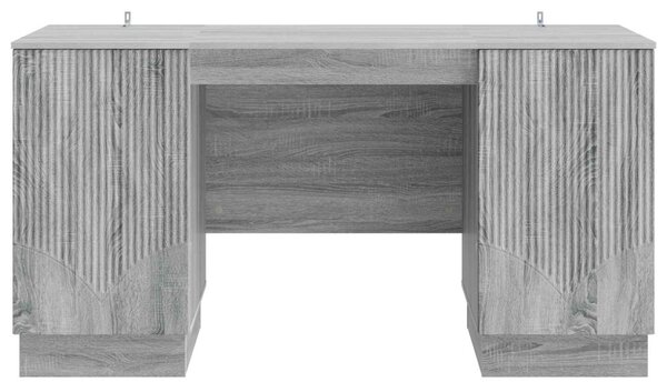 Asztal polcokkal Szürke Sonoma 142,5 x 50 x 75 cm Szerelt Fa