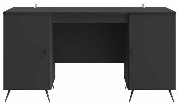 Asztal polcokkal tárolóval Fekete 142,5 x 50 x 75 cm Szerelt Fa