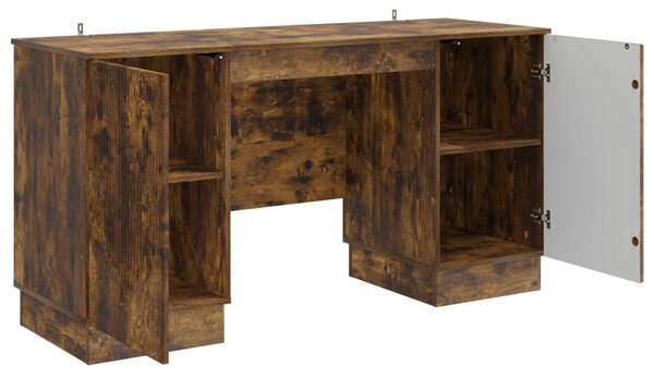 Asztal polcokkal Füstös Tölgy 142,5 x 50 x 75 cm Szerelt Fa