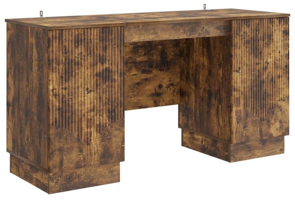 Asztal polcokkal Füstös Tölgy 142,5 x 50 x 75 cm Szerelt Fa