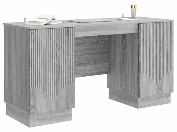 Asztal polcokkal Szürke Sonoma 142,5 x 50 x 75 cm Szerelt Fa