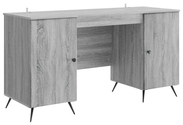 Asztal polcokkal Szürke Sonoma 142,5 x 50 x 75 cm Szerelt Fa
