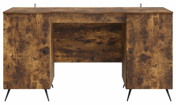 Asztal polcokkal Füstös Tölgy 142,5 x 50 x 75 cm Szerelt Fa