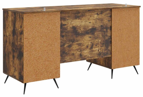 Asztal polcokkal Füstös Tölgy 142,5 x 50 x 75 cm Szerelt Fa