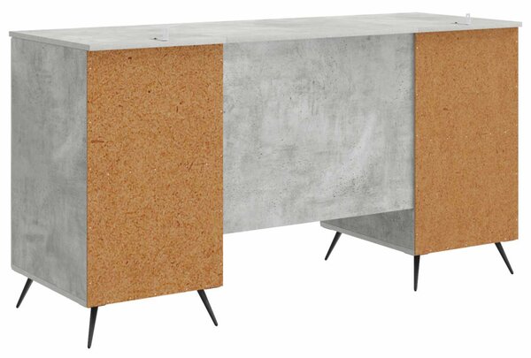 Asztal polcokkal Betonszürke 142,5 x 50 x 75 cm Szerelt Fa