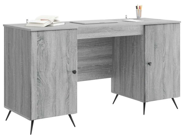 Asztal polcokkal Szürke Sonoma 142,5 x 50 x 75 cm Szerelt Fa