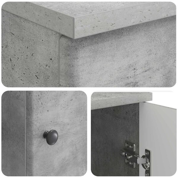 Asztal polcokkal Betonszürke 142,5 x 50 x 75 cm Szerelt Fa