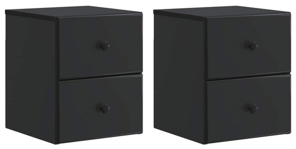 Fali éjjeli szekrény 2 pcs Fekete 34,5 x 33 x 40 cm Szerelt Fa