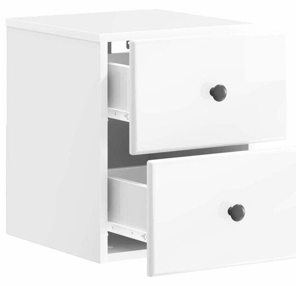 Fali éjjeli szekrény 2 pcs Magasfényű Fehér 34,5 x 33 x 40 cm