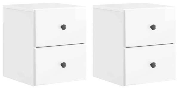 Fali éjjeli szekrény 2 pcs Magasfényű Fehér 34,5 x 33 x 40 cm