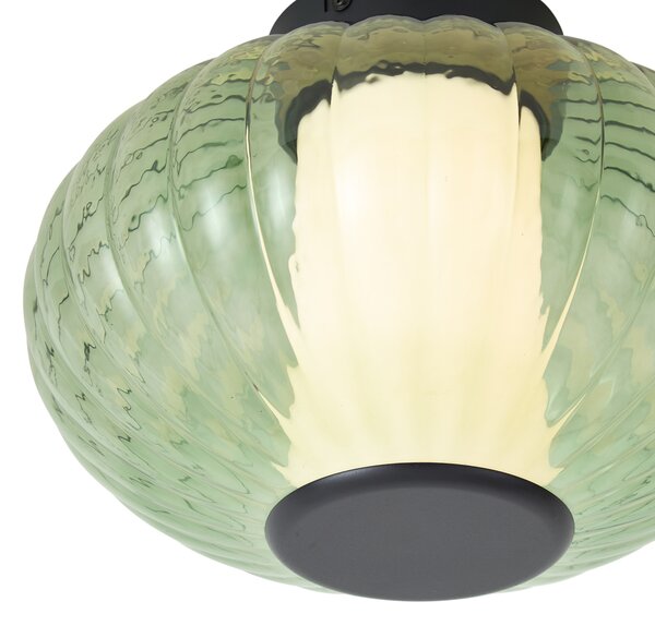 Design mennyezeti lámpa fekete 28 cm zöld üveggel, LED-del, 3 lépésben szabályozható - Margherite