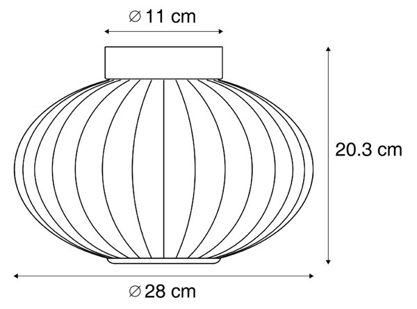 Design mennyezeti lámpa fekete 28 cm lila üveggel, LED-del, 3 lépésben dimmelhető - Margherite