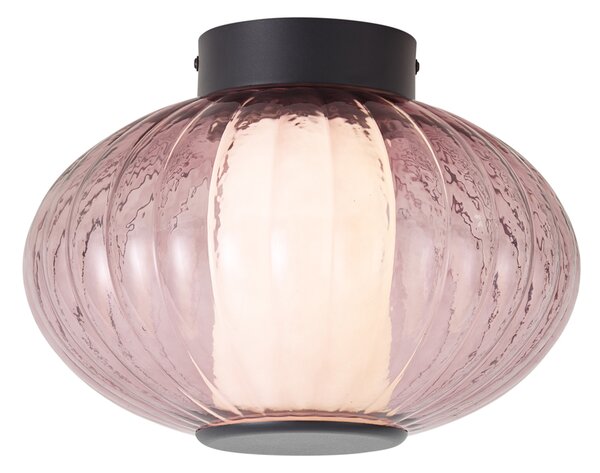 Design mennyezeti lámpa fekete 28 cm lila üveggel, LED-del, 3 lépésben dimmelhető - Margherite