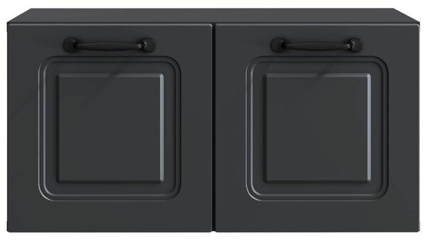 Fali TV szekrény Fekete 59,5 x 31 x 30 cm Szerelt Fa