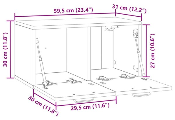 Fali TV szekrény Antik Fa 59,5 x 31 x 30 cm Szerelt Fa