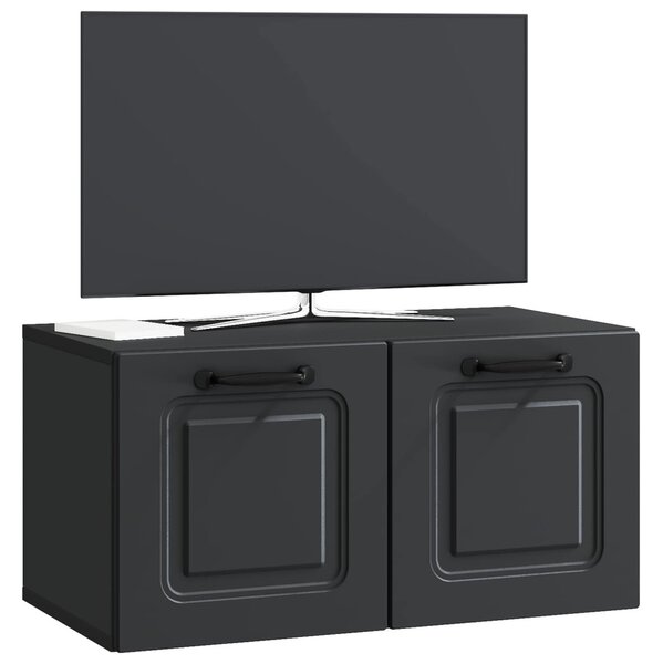 Fali TV szekrény Fekete 59,5 x 31 x 30 cm Szerelt Fa