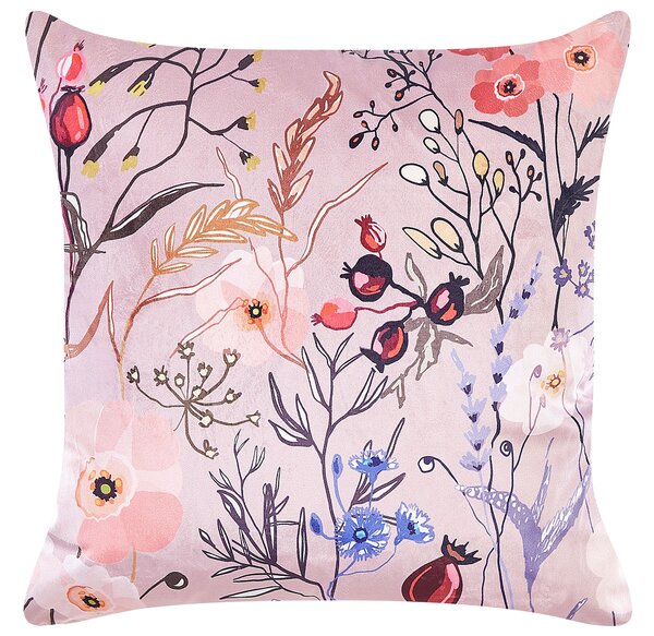 2 db díszpárna ANEMONES Bársony 45 x 45 cm Pasztellrózsaszín Virágmintás