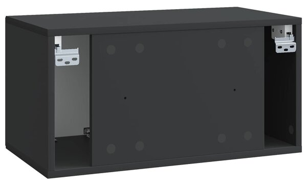 Fali TV szekrény Fekete 59,5 x 31 x 30 cm Szerelt Fa