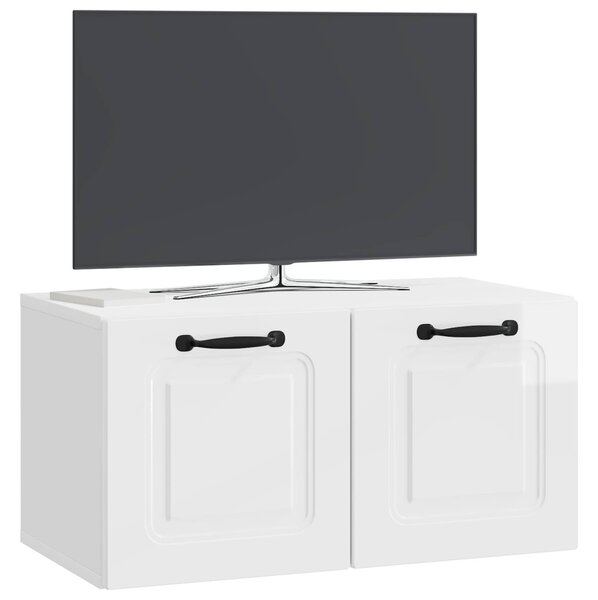 Fali TV szekrény Magasfényű Fehér 59,5 x 31 x 30 cm Szerelt Fa