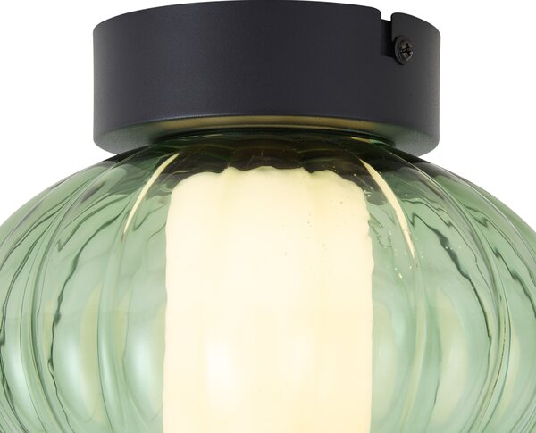 Design mennyezeti lámpa fekete 18 cm zöld üveggel, 3 fokozatban szabályozható LED-del - Margherite