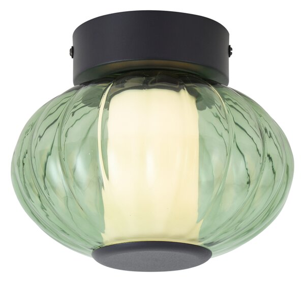 Design mennyezeti lámpa fekete 18 cm zöld üveggel, 3 fokozatban szabályozható LED-del - Margherite