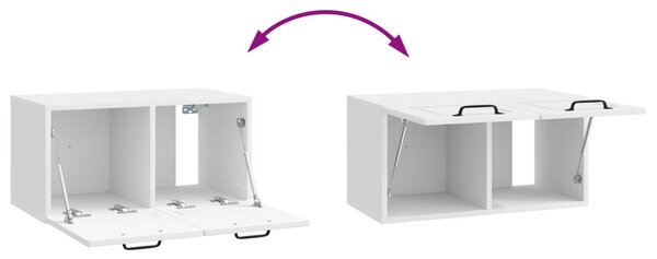 Fali TV szekrény Magasfényű Fehér 59,5 x 31 x 30 cm Szerelt Fa