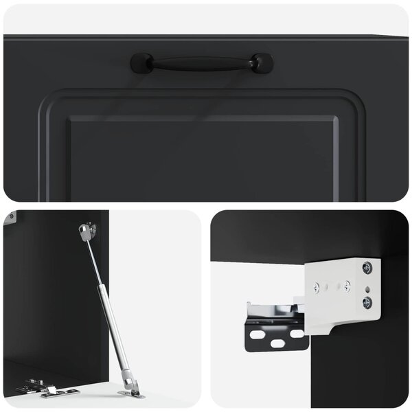 Fali TV szekrény Fekete 78,5 x 31 x 30 cm Szerelt Fa