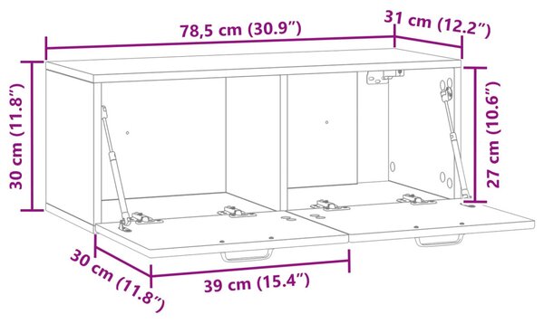 Fali TV szekrény Kézműves Tölgy 78,5 x 31 x 30 cm Szerelt Fa