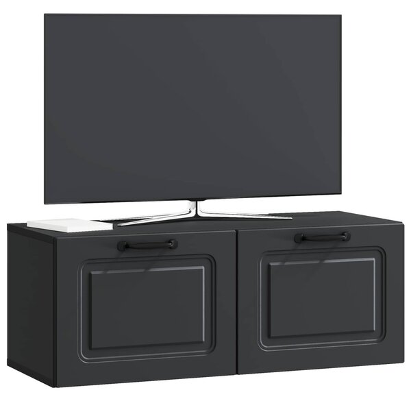 Fali TV szekrény Fekete 78,5 x 31 x 30 cm Szerelt Fa