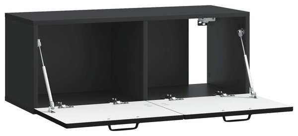 Fali TV szekrény Fekete 78,5 x 31 x 30 cm Szerelt Fa