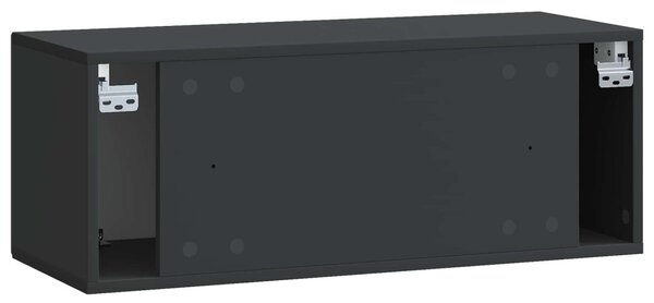 Fali TV szekrény Fekete 78,5 x 31 x 30 cm Szerelt Fa