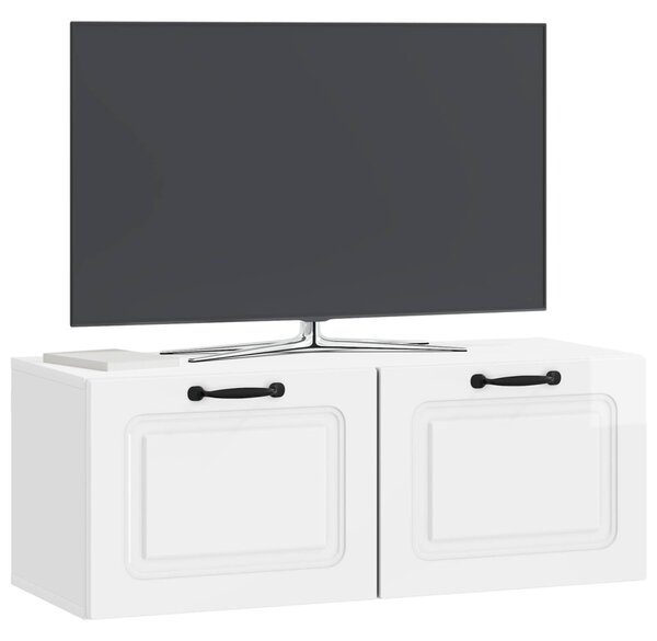 Fali TV szekrény Magasfényű Fehér 78,5 x 31 x 30 cm Szerelt Fa