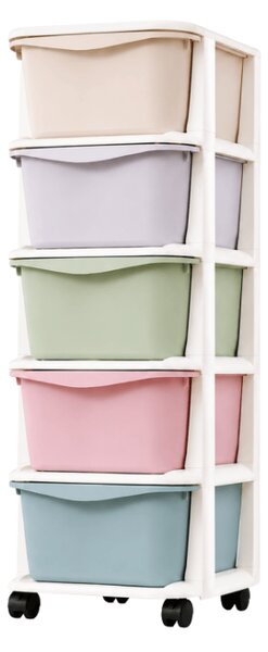 Görgős polc fiókokkal TONES 97x36x36 cm, színes