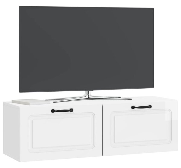 Fali TV szekrény Magasfényű Fehér 98 x 31 x 30 cm Szerelt Fa