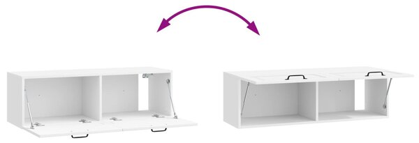 Fali TV szekrény Magasfényű Fehér 98 x 31 x 30 cm Szerelt Fa
