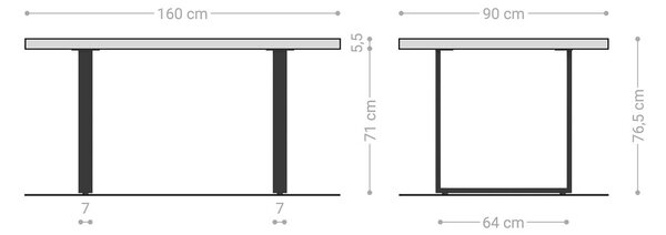 DELIFE Étkezőasztal Edge 160x90 XL akác természetes fekete vékony lábazat Live-Edge