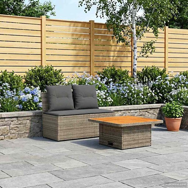 2 Darab Kerti középső kanapé emelhető asztallal polirattan