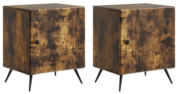 Éjjeliszekrény 2 pcs Füstös Tölgy 43 x 34,5 x 50 cm Szerelt Fa