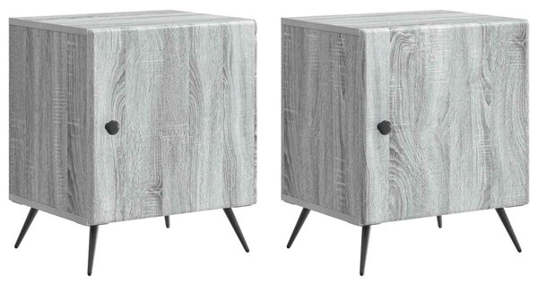 Éjjeliszekrény 2 pcs Szürke Sonoma 43 x 34,5 x 50 cm Szerelt Fa