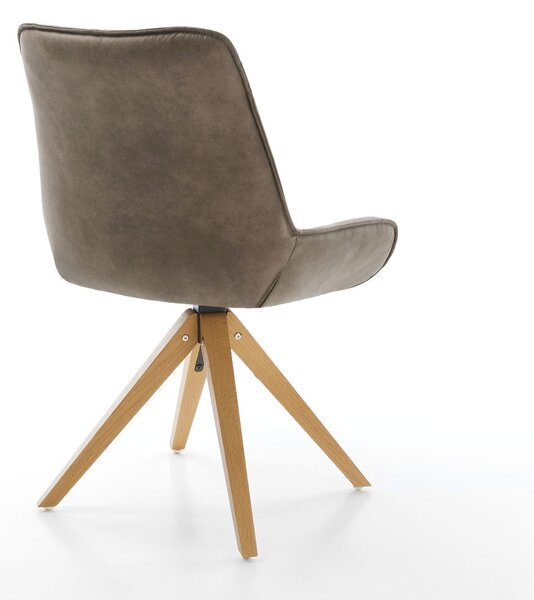 DELIFE Étkezőszék Taimi-Flex mikroszálas taupe vintage fa láb szögletes természetes