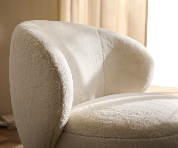 DELIFE Lounge fotel Pulo 80x80 cm plüss krémfehér