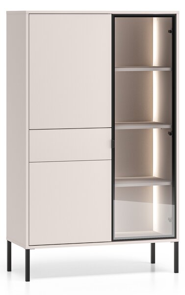 Harmona fiókos világítású magas vitrin 92 cm - kasmír