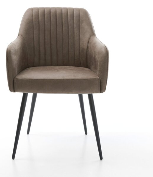 DELIFE Étkezőszék Greg-Flex mikroszálas taupe vintage 4 láb kúpos fekete zsákrugós